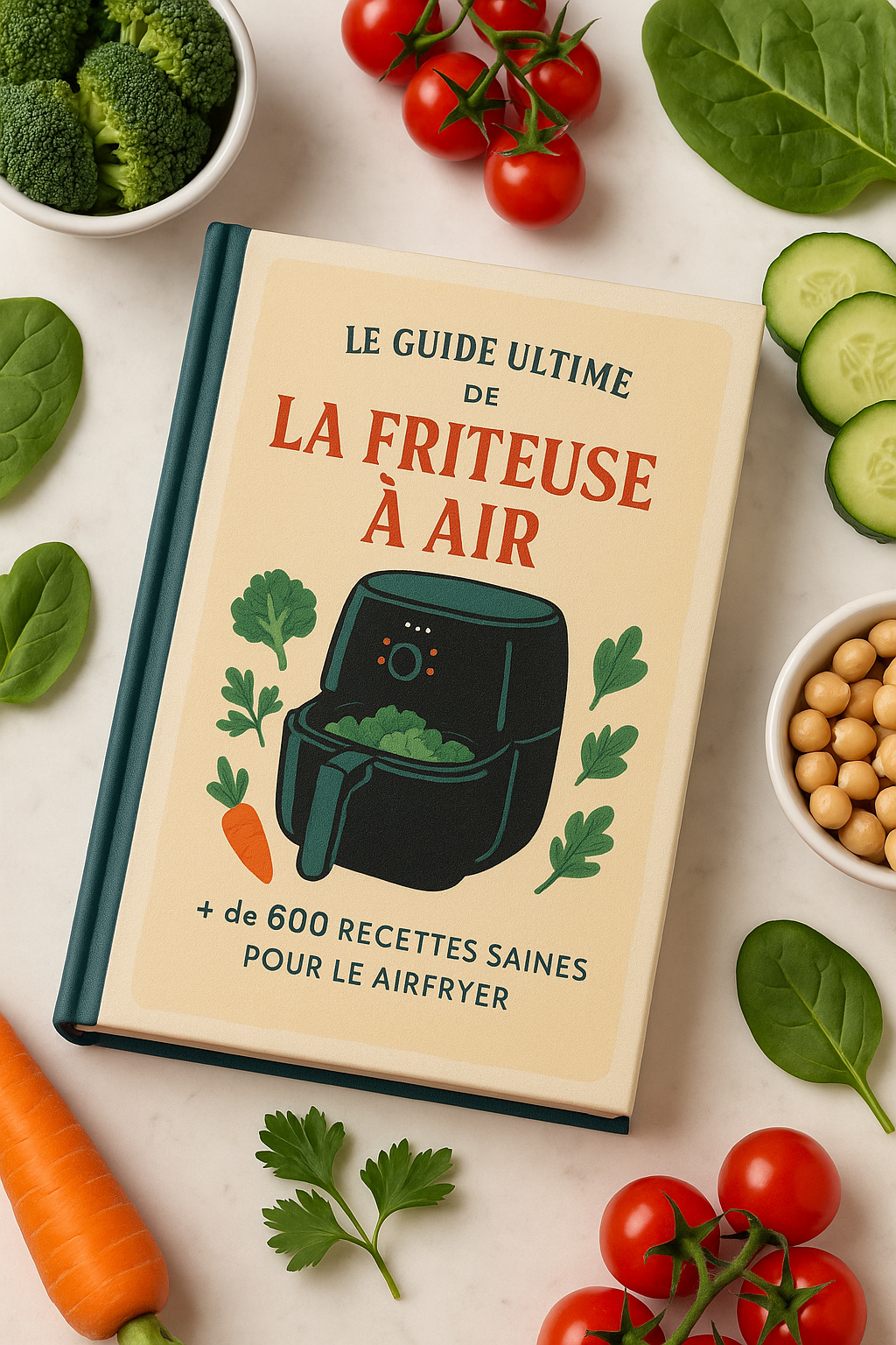 Le Guide Ultime de La Friteuse à Air – 600 Recettes Saines + 2 Livres Offerts !