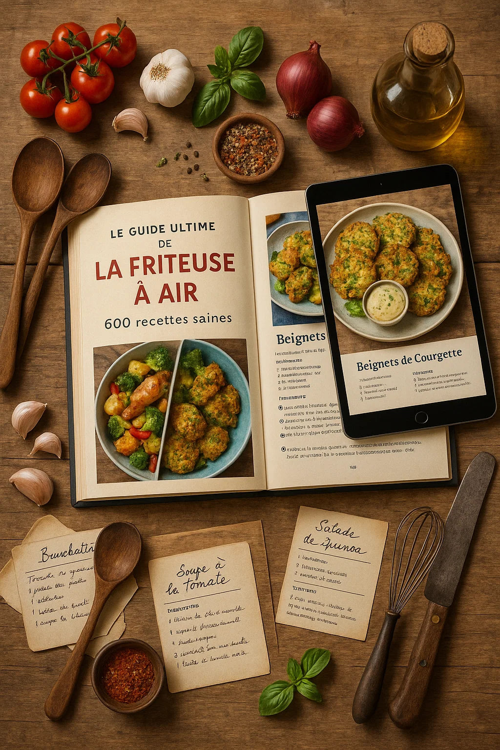 Le Guide Ultime de La Friteuse à Air – 600 Recettes Saines + 2 Livres Offerts !